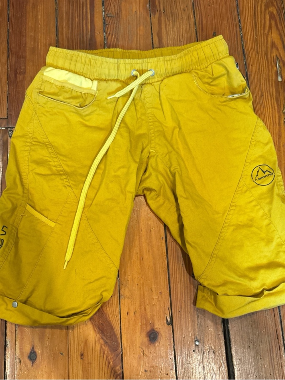 La Sportiva mustard yellow women's drawstring shorts